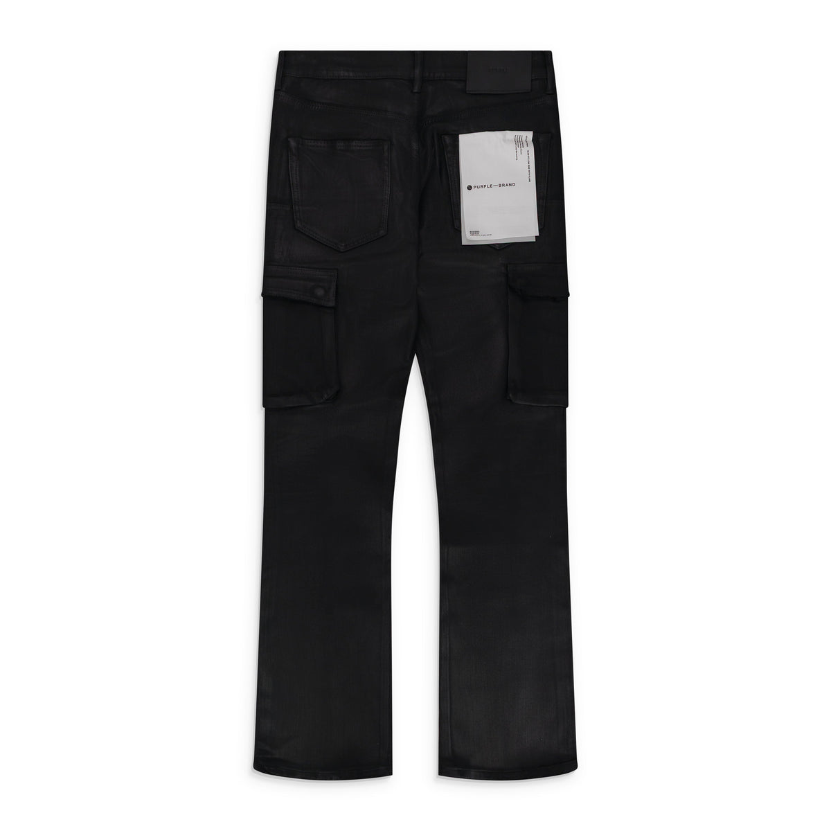 Black Coated Cargo Flare Jeans